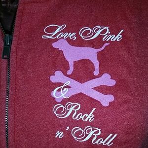 Pink Victoria's Secret zip up Red hoodie Large