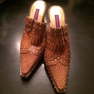 Suzanne Somers Leather Mules