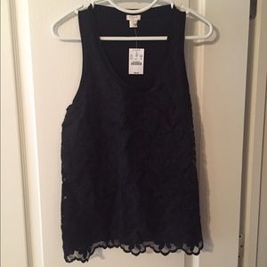J Crew Factory Lace-Front Tank Top Size XS Black