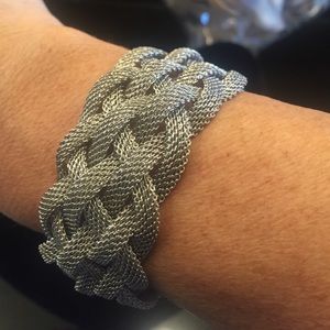 Silver mesh braided braclet