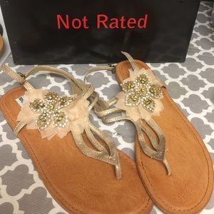 Not Rated Gold Flower Sandals