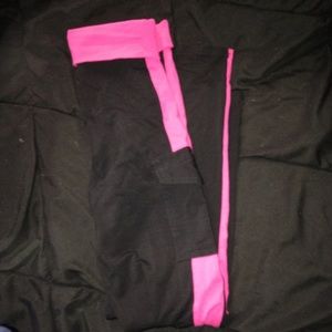 Pink and black yoga workout leggings