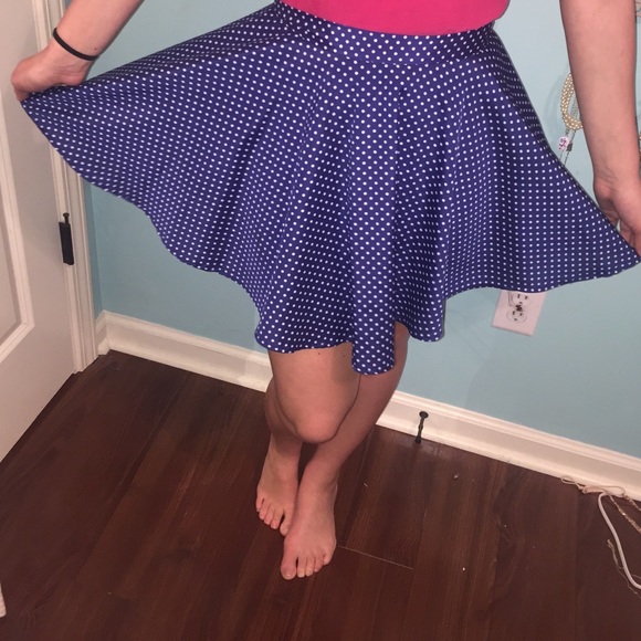 blue polka dot skirt