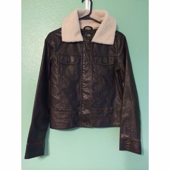 Faux brown leather jacket