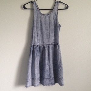 Denim dress with lace up back