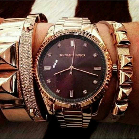 Michael kors rosegold/gunmetal watch