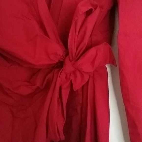 SOLD Red burgundy wrap button-up sz S Express - Picture 3 of 4