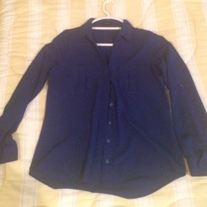 polyester button up blouse