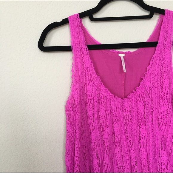 Free People Wild Pink Lace Swing Dress - Picture 2 of 4