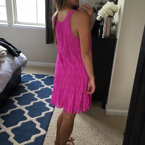 Free People Wild Pink Lace Swing Dress - Picture 3 of 4