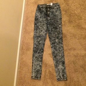 High waist denim skinny jeans
