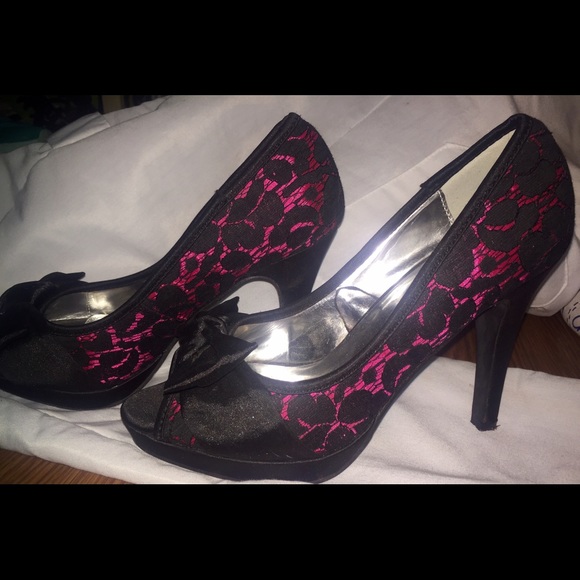 Pink and black heels