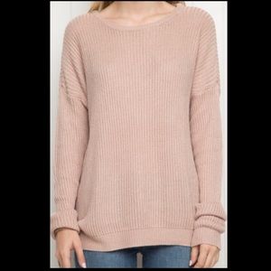 knit blush pink pullover sweater