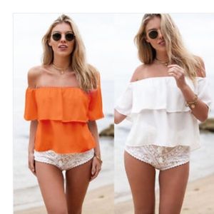 Summer Chiffon Off Shoulder Shirt Vest