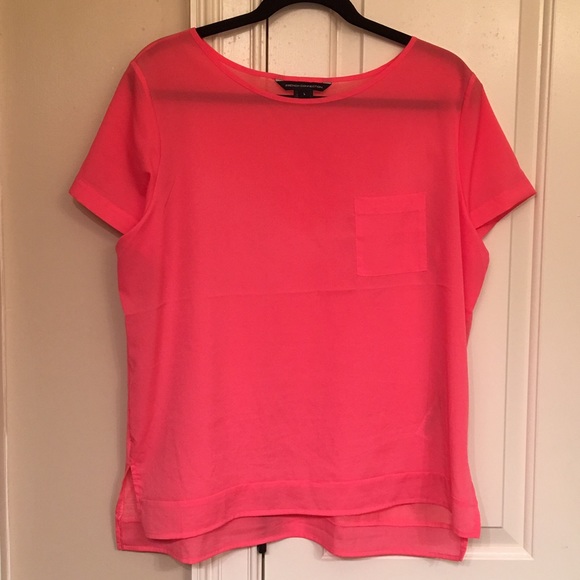 French Connection coral mixed material shirt