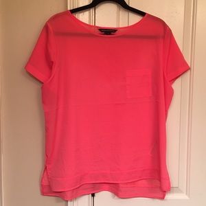 French Connection coral mixed material shirt