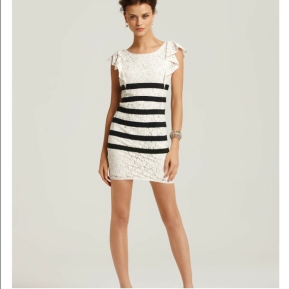 Bcbgmaxazria RENATA ivory combo lace dress - Picture 3 of 5