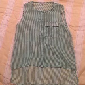 sheer striped button down blouse