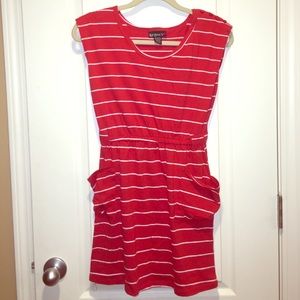 Red dress with pockets