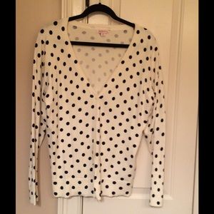 Merona v-neck polka dot cardigan.Off-white & black