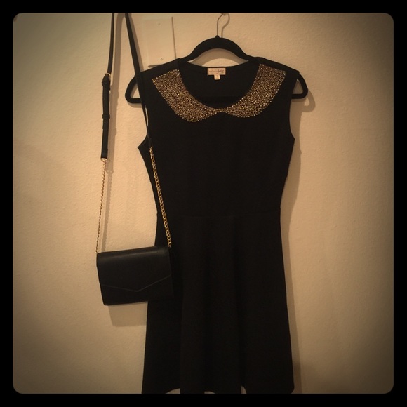 Black Maison Jules dress with beaded collar - Picture 1 of 2