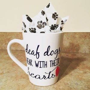 Deaf Dogs Hear With Their Hearts Vinyl Decal Mug
