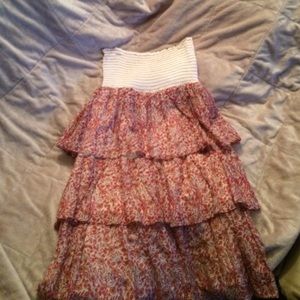 Strapless flower print dress