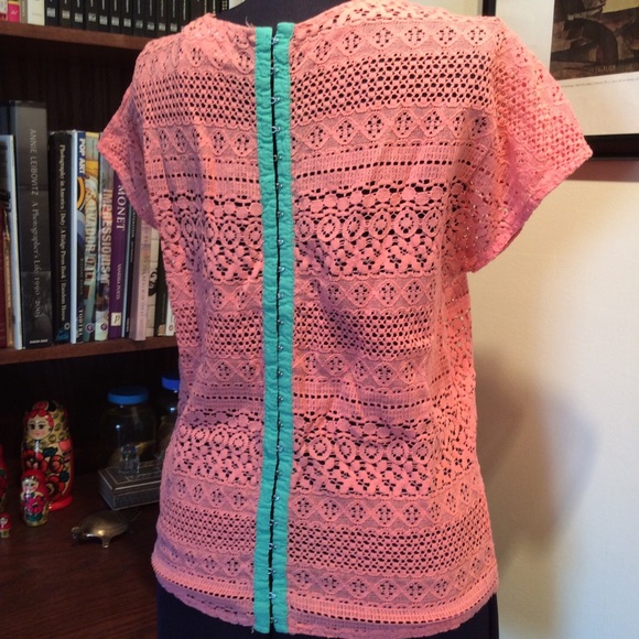 Zara | Neon Pink Lace Top - Picture 3 of 4