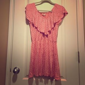 Flower pink polka dot dress