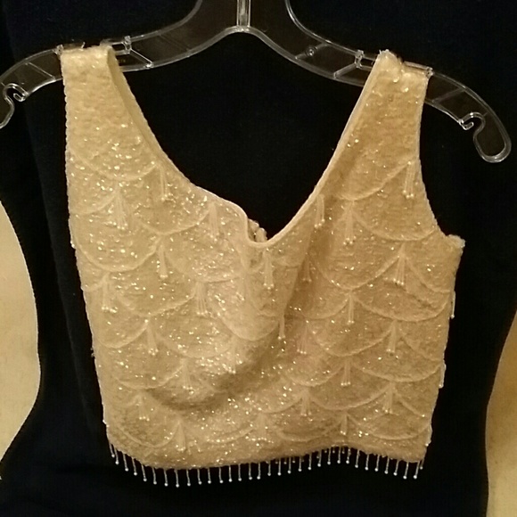 Vintage Hand beaded sleeveless crop top