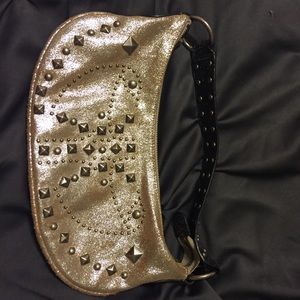 Betsey Johnson leather gold metallic studded bag