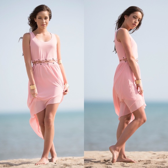 Light pink cut out high low dress - Picture 3 of 3