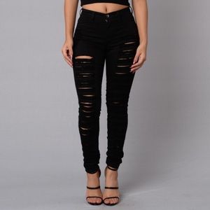 Black ripped high waisted jeans
