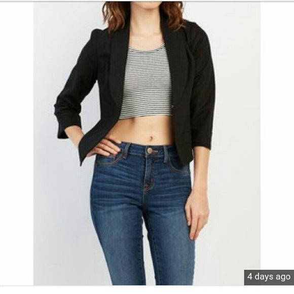 The Limited 3/4 Sleeve Black Blazer