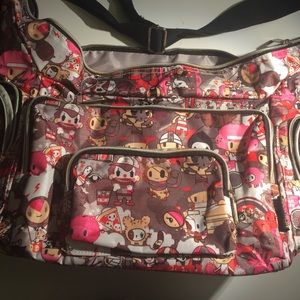 A cartoon covered bag