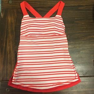 Lululemon Athletica Red/White Stripe Tank Size 4