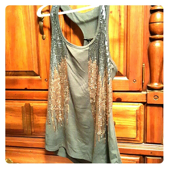 REPOSH/ CHARCOAL SEQUINED SHIRT