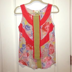 Multi colored floral tank