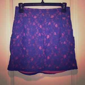 Pink and blue lace skirt