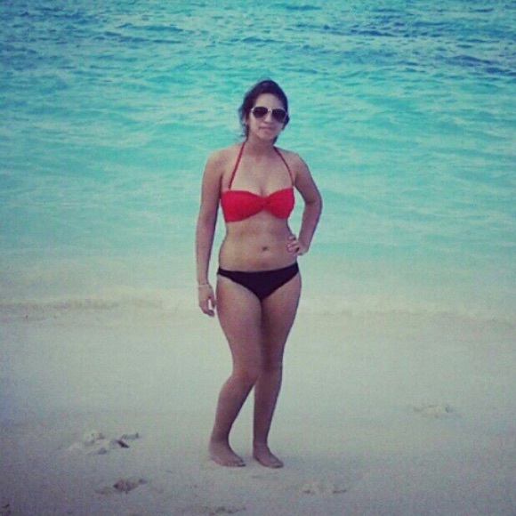 Red bathing suit top piece