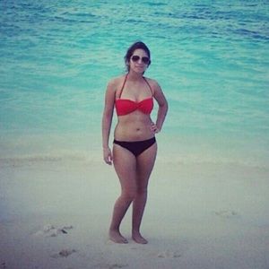 Red bathing suit top piece