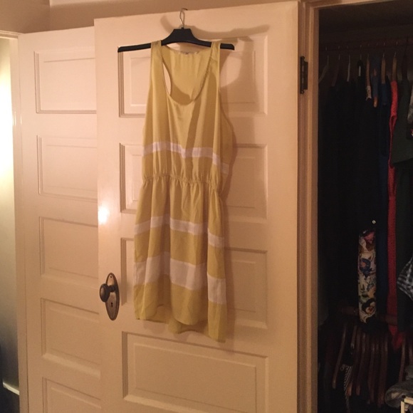 Yellow and white striped dress