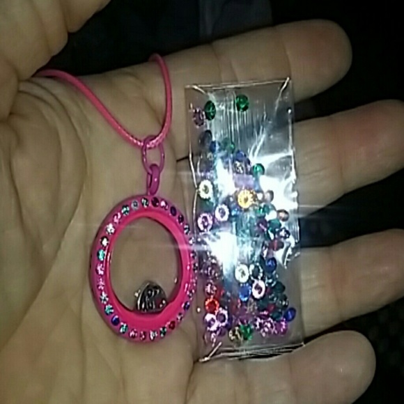 Pink memory charm necklsce