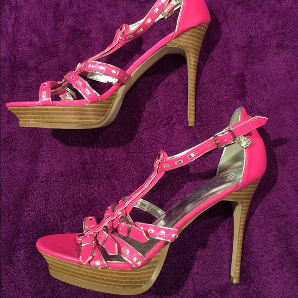 Hot pink platform high heels