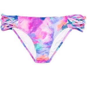 PINK Pastel Marble strappy side bikini bottom