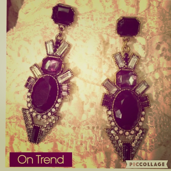 "DIAMONDS AND PEARLS MODERN AZTEC/DECO EARRINGS