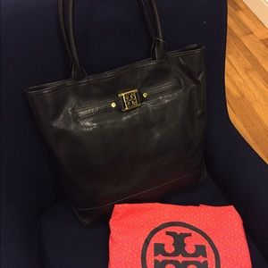 Tory Burch black leather tote bag