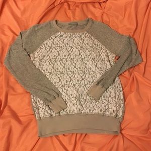 Olivia Moon: grey & white floral  sweater