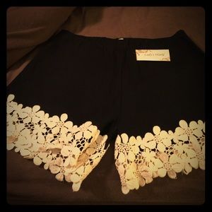 Black shorts with cute crochet detail
