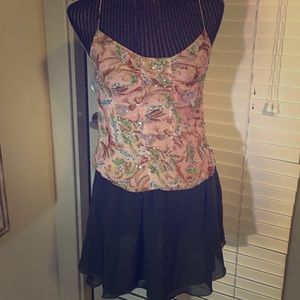 100% silk DVF beaded floral pattern tank - size 4